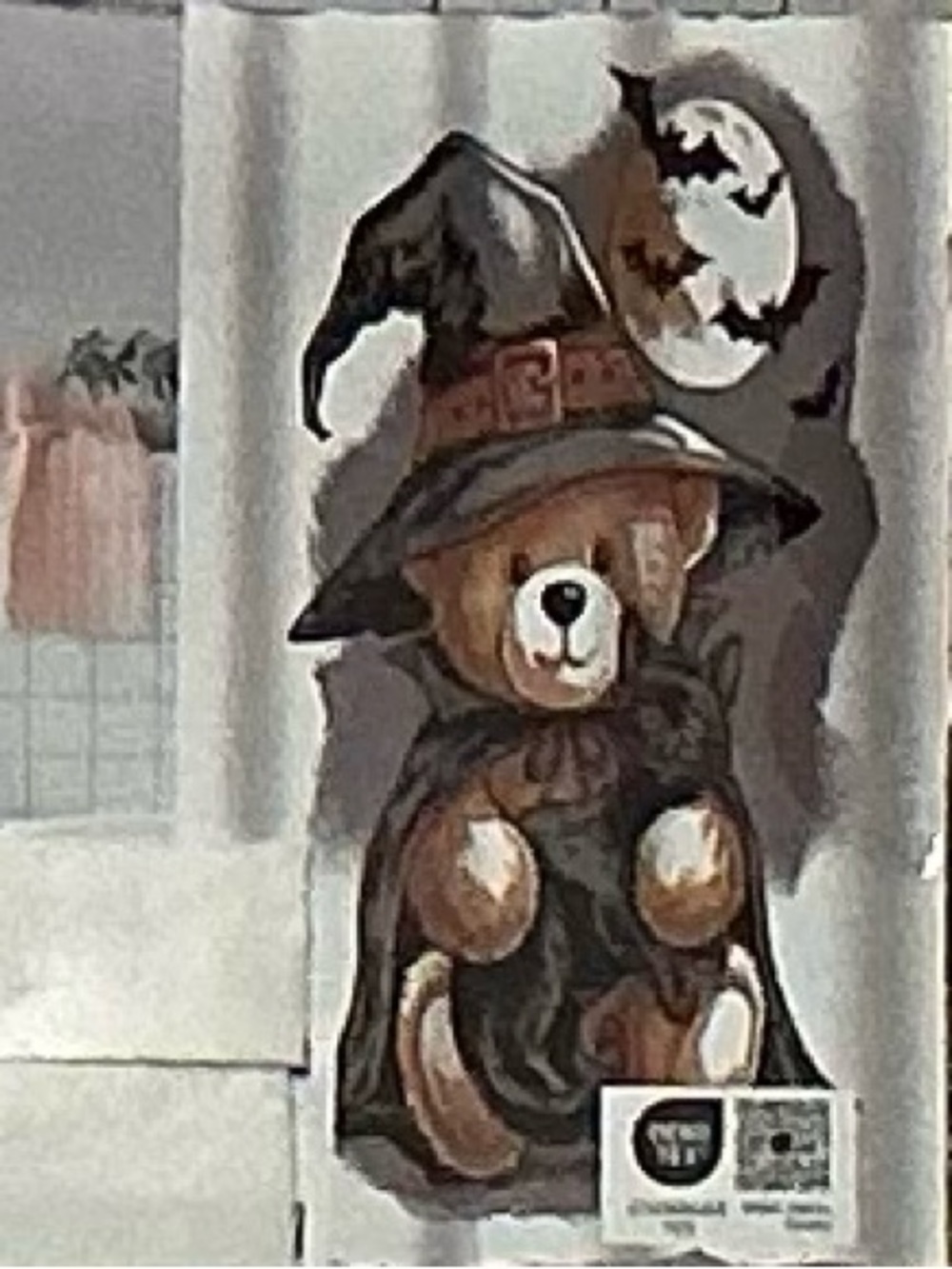 Halloween Witchy Bear & Black Cat Shower Curtain